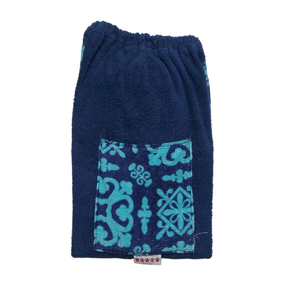 Kiki's Nation blue batik print cotton towelling beach pool pants - Picture 3 of 7